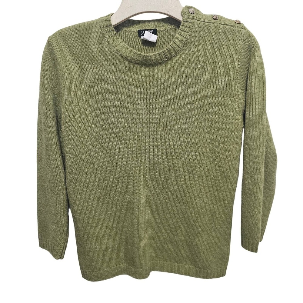 J. Crew Sweater Womens S Green Lambs Wool Old Money Office Siren Fairy Grunge